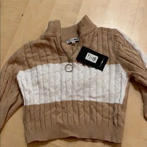 Cropped two-tone sweater